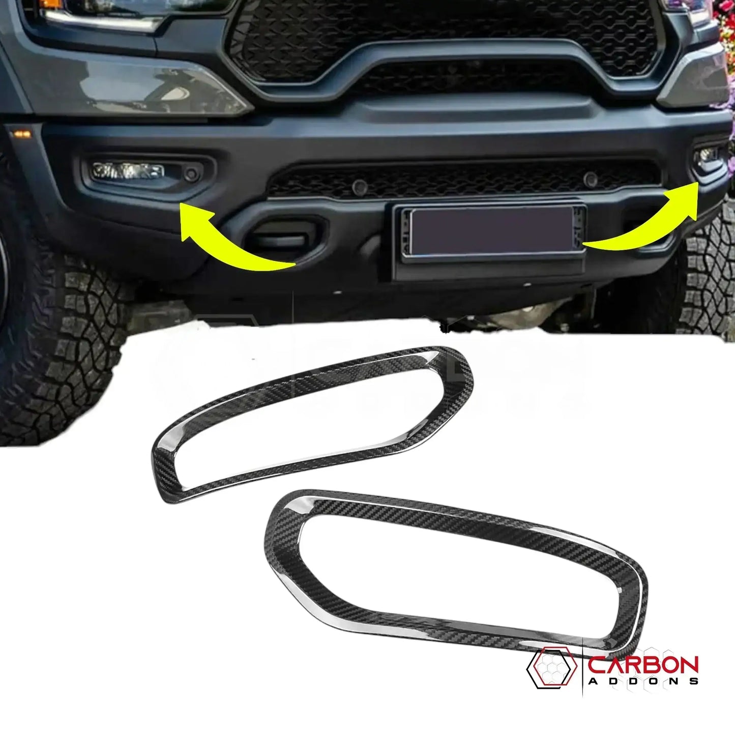 2019+ Ram TRX Carbon Fiber Fog Light Frame Covers