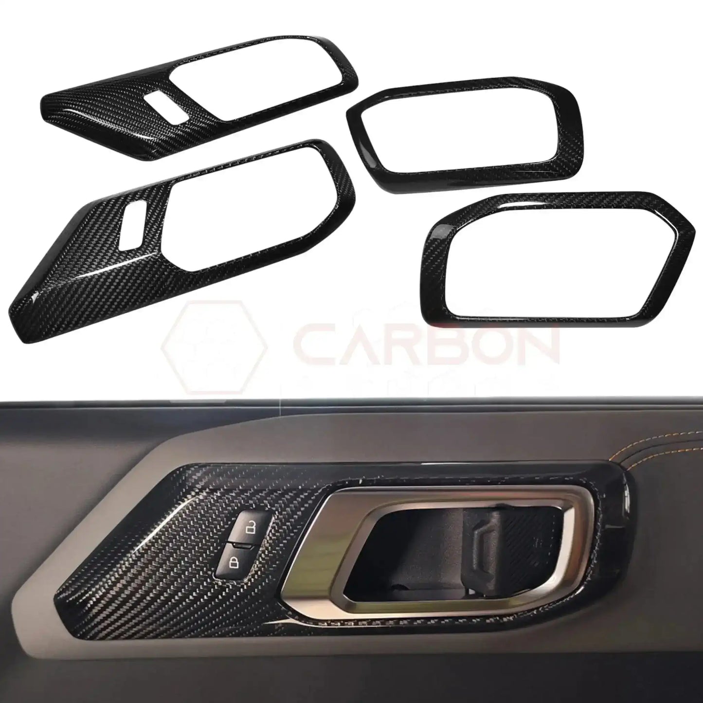 Real Carbon Fiber Interior Door Handle Trim Covers For 2021+ Ford Bronco