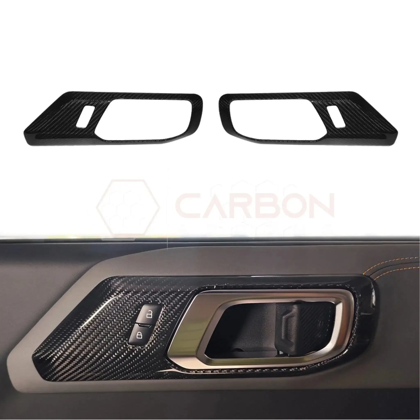 Real Carbon Fiber Interior Door Handle Trim Covers For 2021+ Ford Bronco