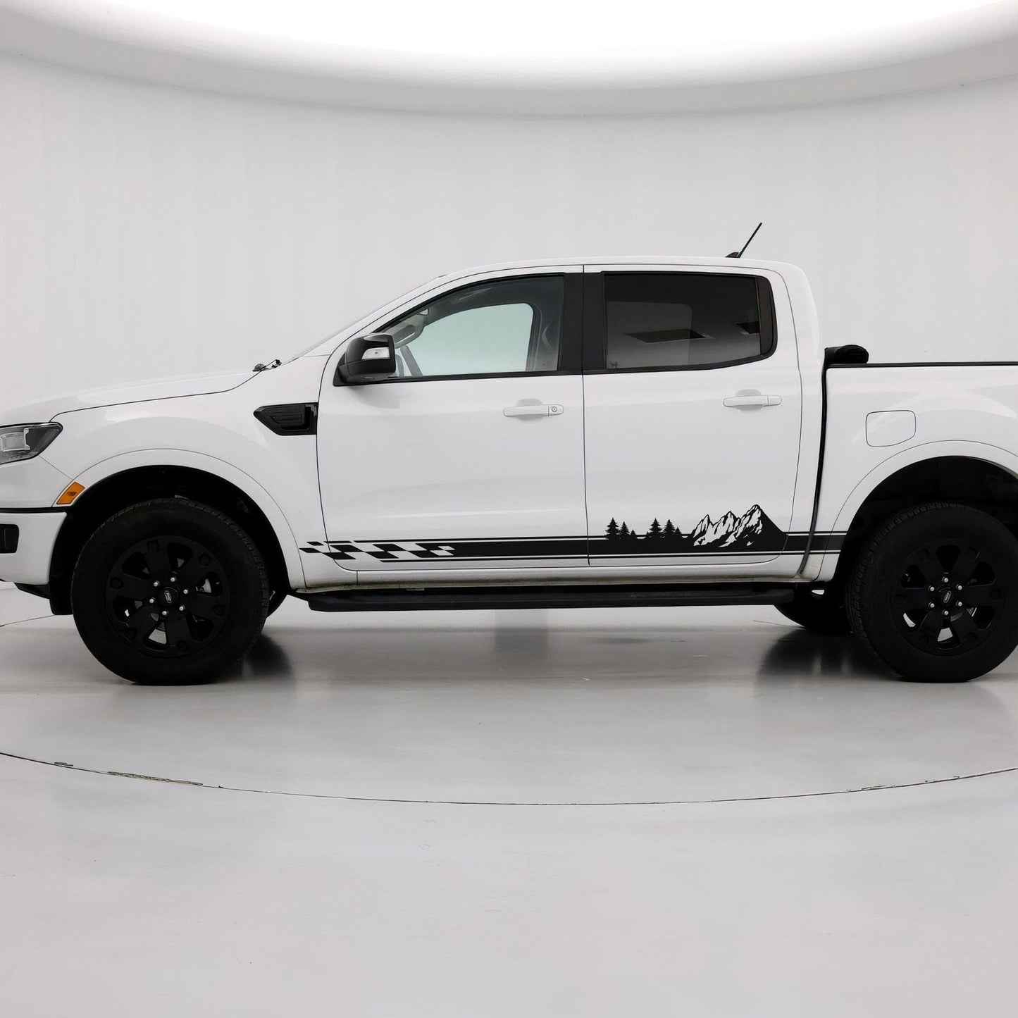 Checker Flag Truck Decal Sticker. Overland Mountain Theme. #6816