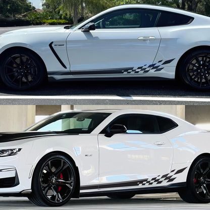 Checker Flag Car Decal Sticker. Racing Stripes Graphic Sticker. #6999