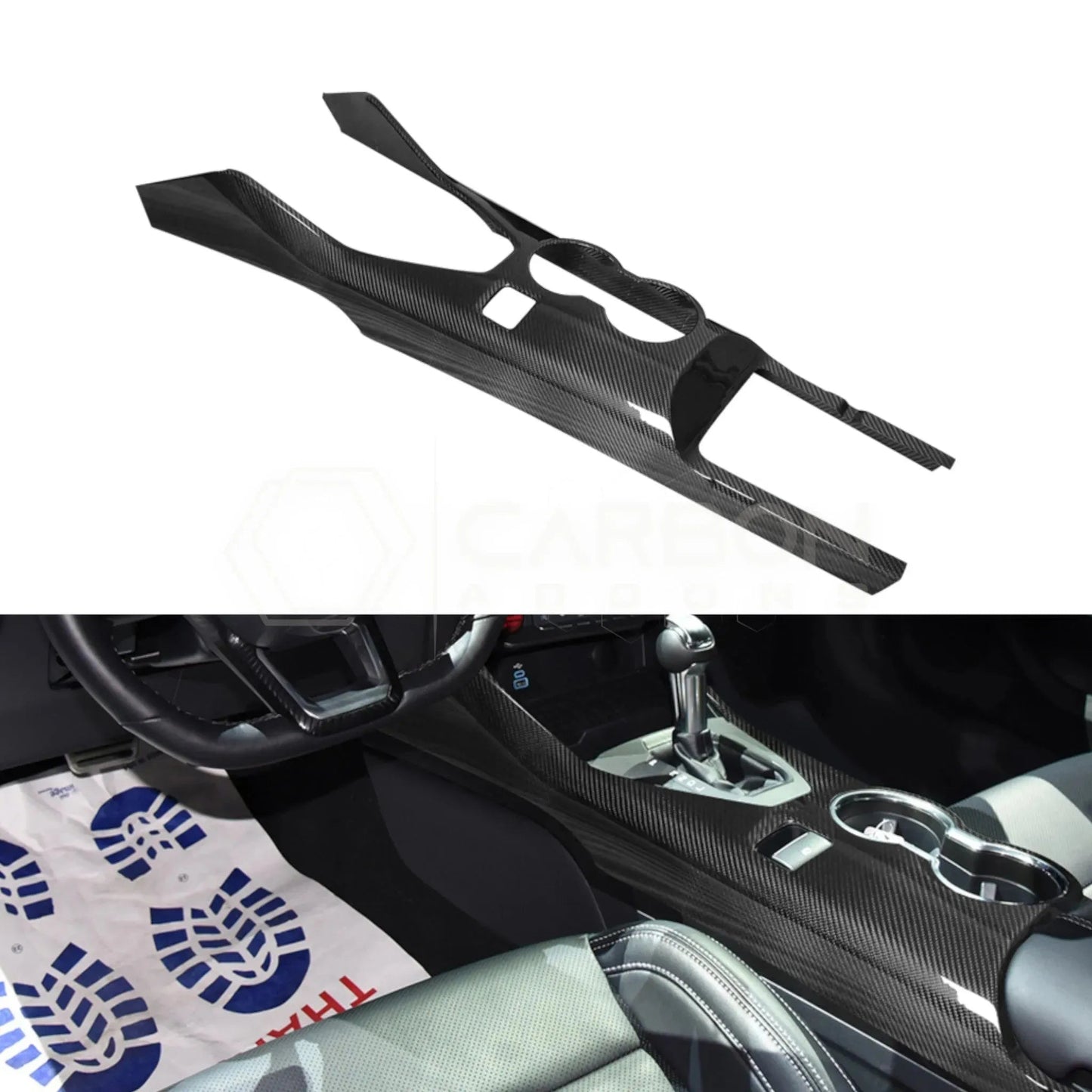 2024+ S650 Mustang Hard Carbon Fiber Center Console Trim Cover