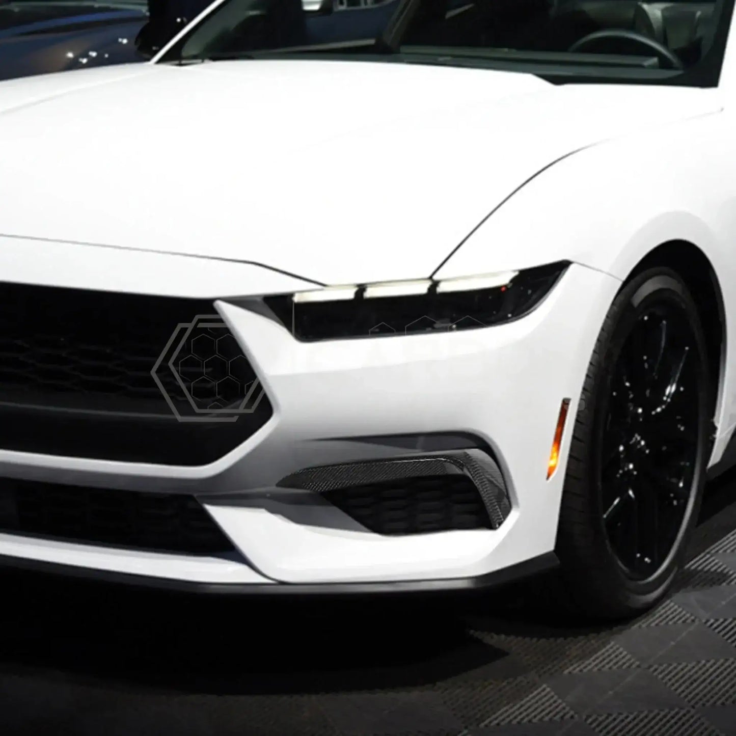 Real Carbon Fiber Front Bumper Grille Trim Covers for 2024+ Ford Mustang EcoBoost