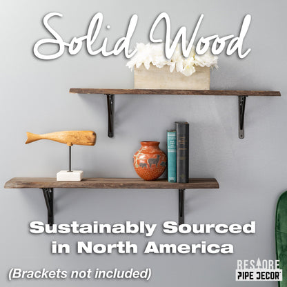 RESTORE Trail Brown 36 in. Live Edge Wood Shelf (Wood Only)