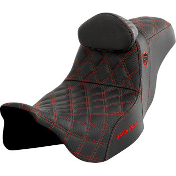 SADDLEMEN Pro Series SDC Performance Seat - with Backrest - Red Stitch - FLH/FLT '08-'23 SC80807REDRT