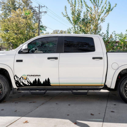 Mountain Forest Sunset Truck/Car Decal. Yellow, Orange, Red Color Scheme. #6811-Sup