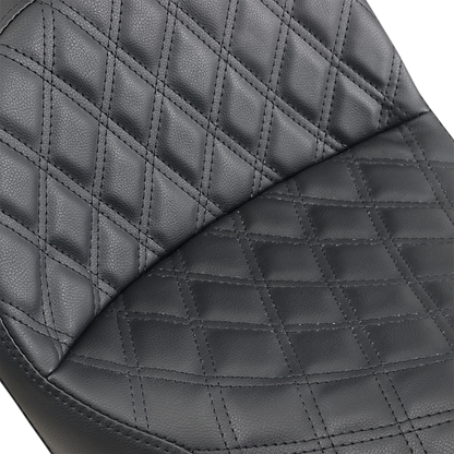 SADDLEMEN Explorer Seat - With Backrest - Lattice Stitched - Black - FXD 806-04-030LS