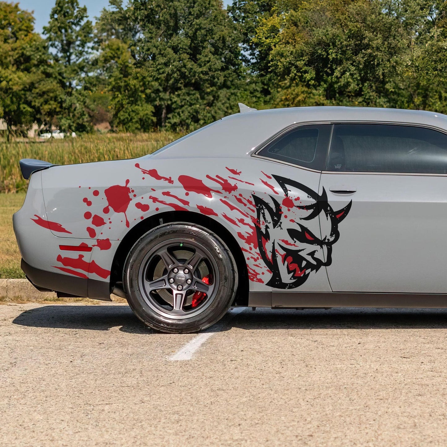 Demon Decal Sticker for Dodge Challenger SRT. Blood Splatter Car Decal. #6994