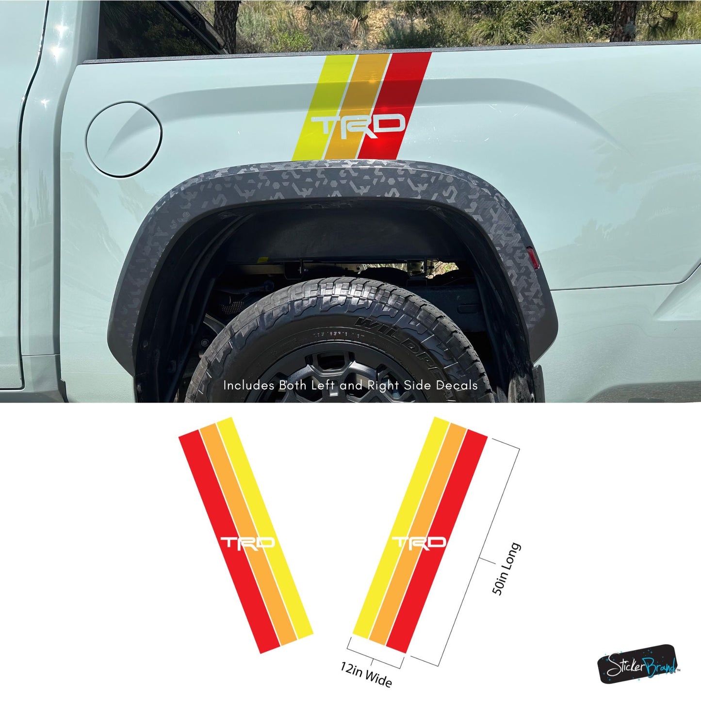 Yellow, Orange, Red TRD Stripes Toyota Truck Decal. #6968