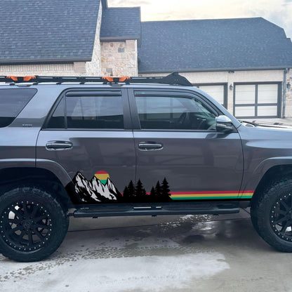 Mountain Forest Sunset Truck/Car Decal. Yellow, Orange, Red Color Scheme. #6811