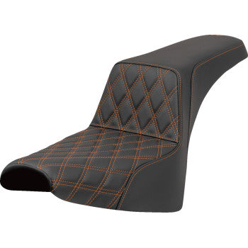 SADDLEMEN Step-Up Seat - Front Lattice Stitch - Orange Stitch - FXST/FXBB '18-'25 818-30-17203