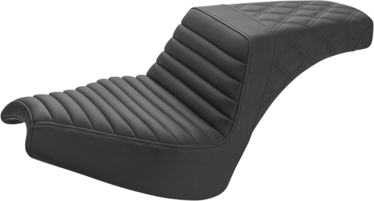SADDLEMEN Step Up Seat - Front Tuck-n'-Roll/Rear Lattice - Black - Chief I21-04-176