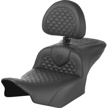 SADDLEMEN Roadsofa™ Seat - Dragon Scale Stitch - w/ Backrest - FLTR/FLHX '23-'24 823-07-208B0