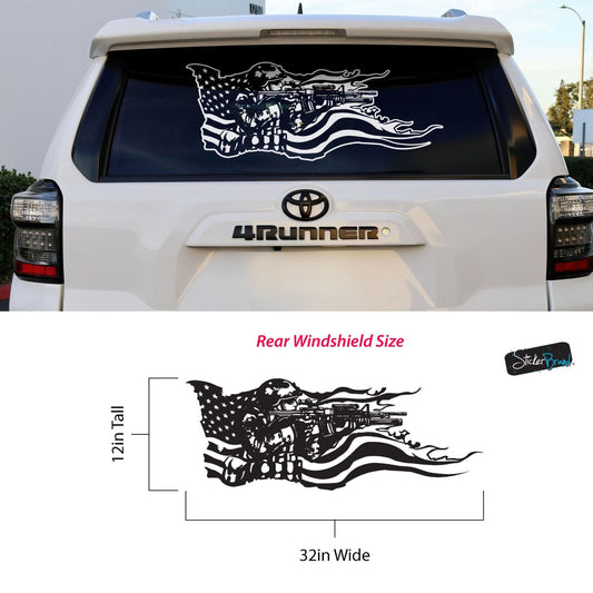 Military Soldier Flag Truck / Car Decal Sticker. Veteran Flag Window Sticker. #6967