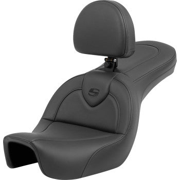SADDLEMEN Roadsofa™ Seat - with Backrest - Black/Black Stitching - FXD '06-'17 806-04-187BR