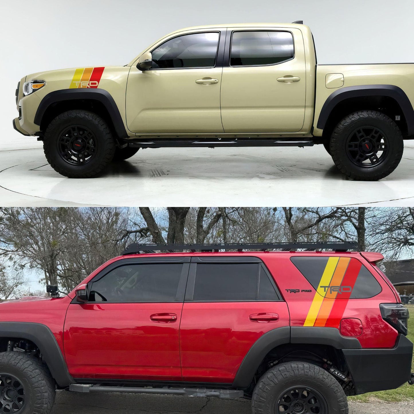 Yellow, Orange, Red TRD Stripes Toyota Truck Decal. #6968