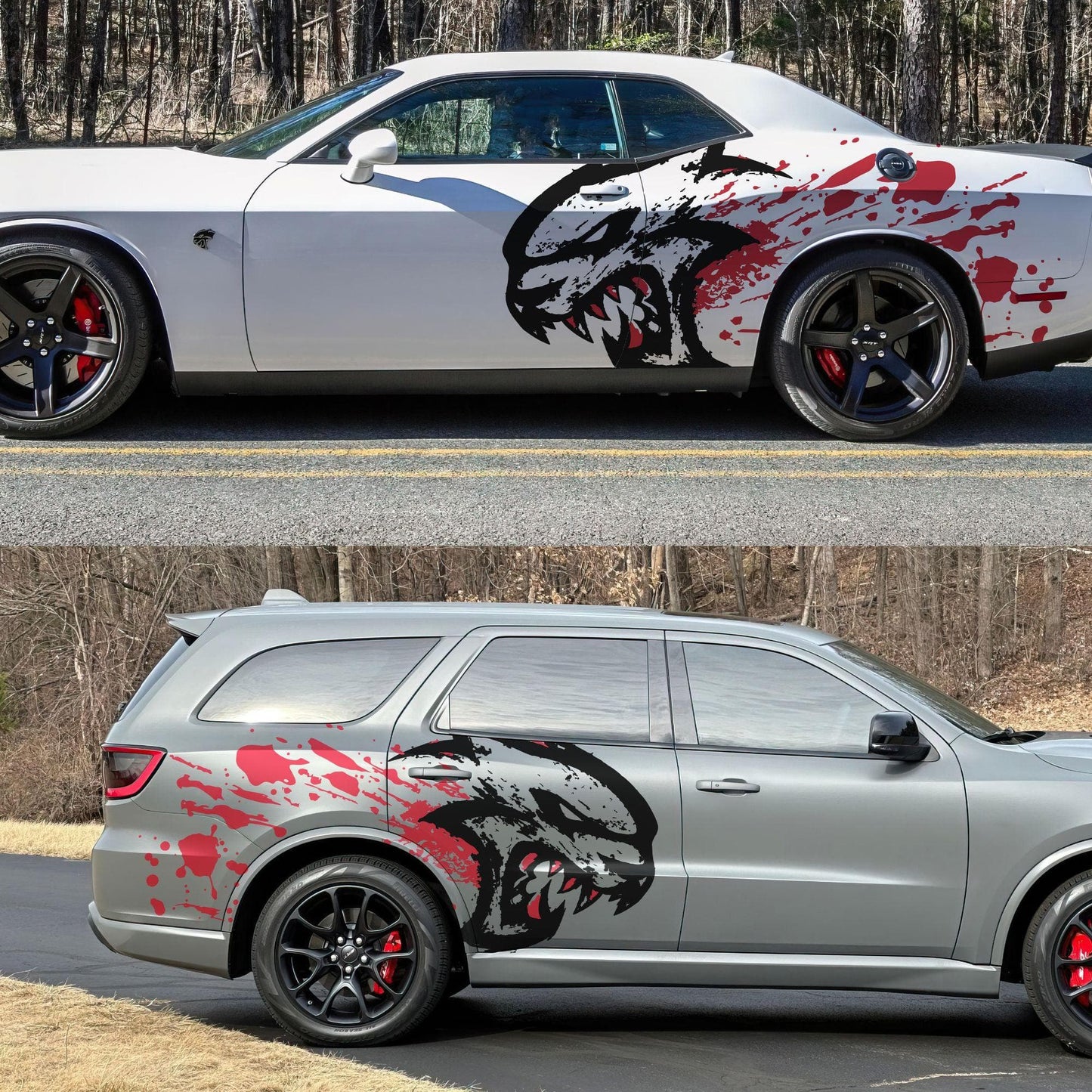 Hellcat Decal Sticker for Challenger, Charger, Durango SRT. Blood Splatter Car Decal. #6993
