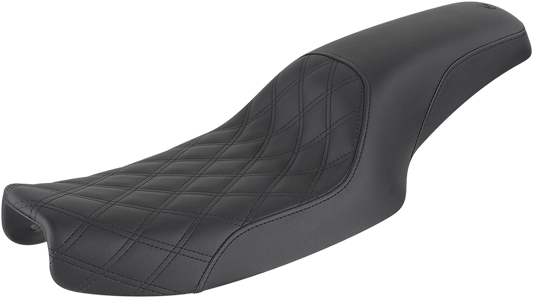 SADDLEMEN Profiler Seat - Front Lattice/Rear Smooth - Black - Dyna 891-04-149