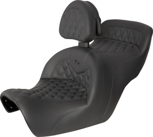 SADDLEMEN Seat - Roadsofa - With Backrest - Full Lattice Stitch - Black H88-07-182BR