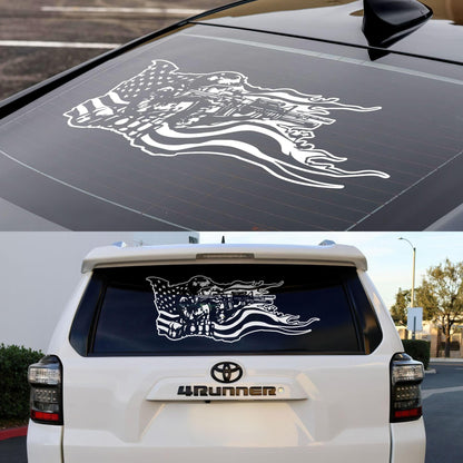 Military Soldier Flag Truck / Car Decal Sticker. Veteran Flag Window Sticker. #6967