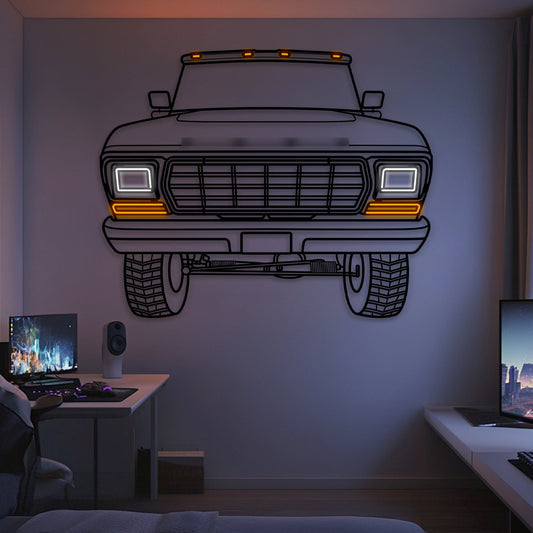 1979 F-150 Front View Metal Neon Car Wall Art -MTN0238