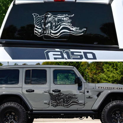 Military Soldier Flag Truck / Car Decal Sticker. Veteran Flag Window Sticker. #6967