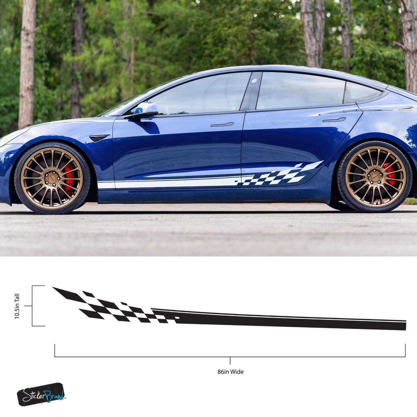 Checker Flag Car Decal Sticker. Racing Stripes Graphic Sticker. #6999