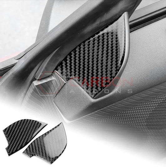Real Carbon Fiber Door Jamb Triangle Trim Overlay for 2024+ Ford Mustang