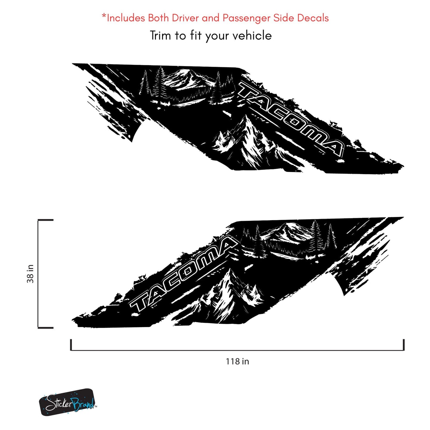 Tacoma Truck Decal Graphic Sticker. Mountain Off-Road Outlander. #7112-Sup