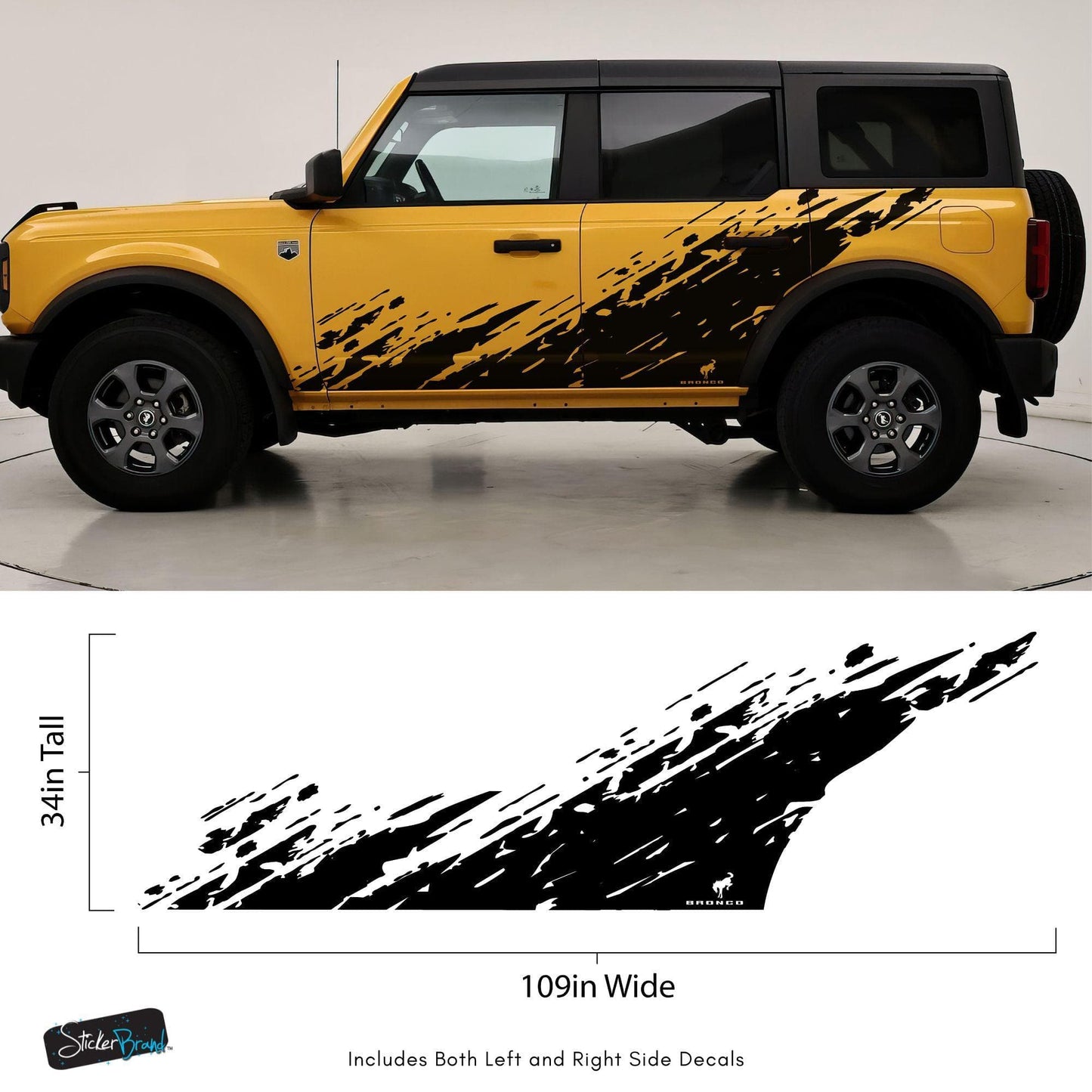 Bronco Mud Splash Side Rocker Panel Car Graphic Sticker. #6896