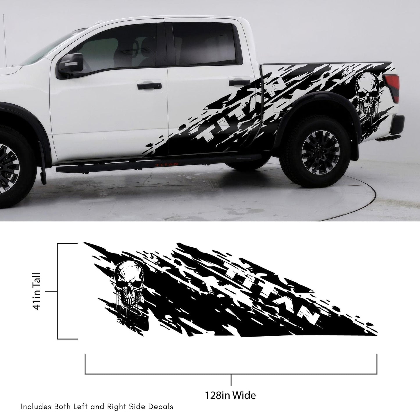 Nissan Titan Skull Mud Splash Decal. (With Skull / No Skull) #6862