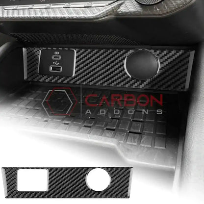 Real Carbon Fiber USB & 12V Outlet Trim Overlay for 2024+ Ford Mustang