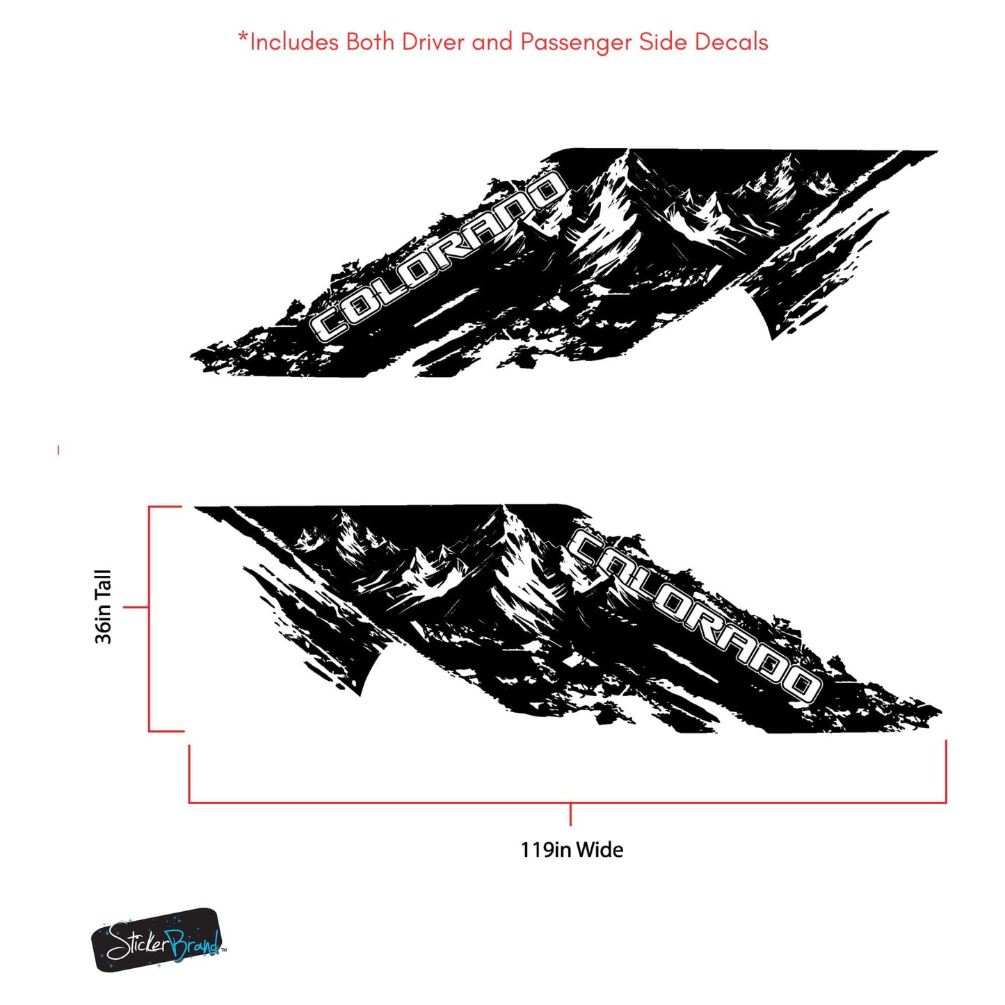 Chevy Colorado Truck Mud Splash Mountain Vinyl Car Graphic Sticker. Set of 2. #7110-Sup