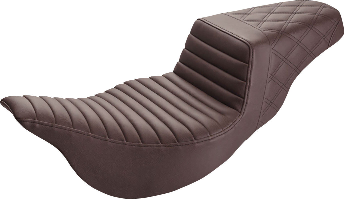 SADDLEMEN Step-Up Seat - Extended Reach - Front Tuck-n-Roll/Rear Lattice Stitch - Brown - FL '08-'23 808-07B-176BREX