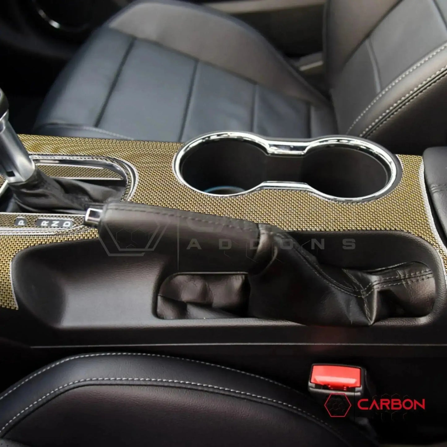Reflective Carbon Fiber Center Console Overlay for 2015–2023 Ford Mustang