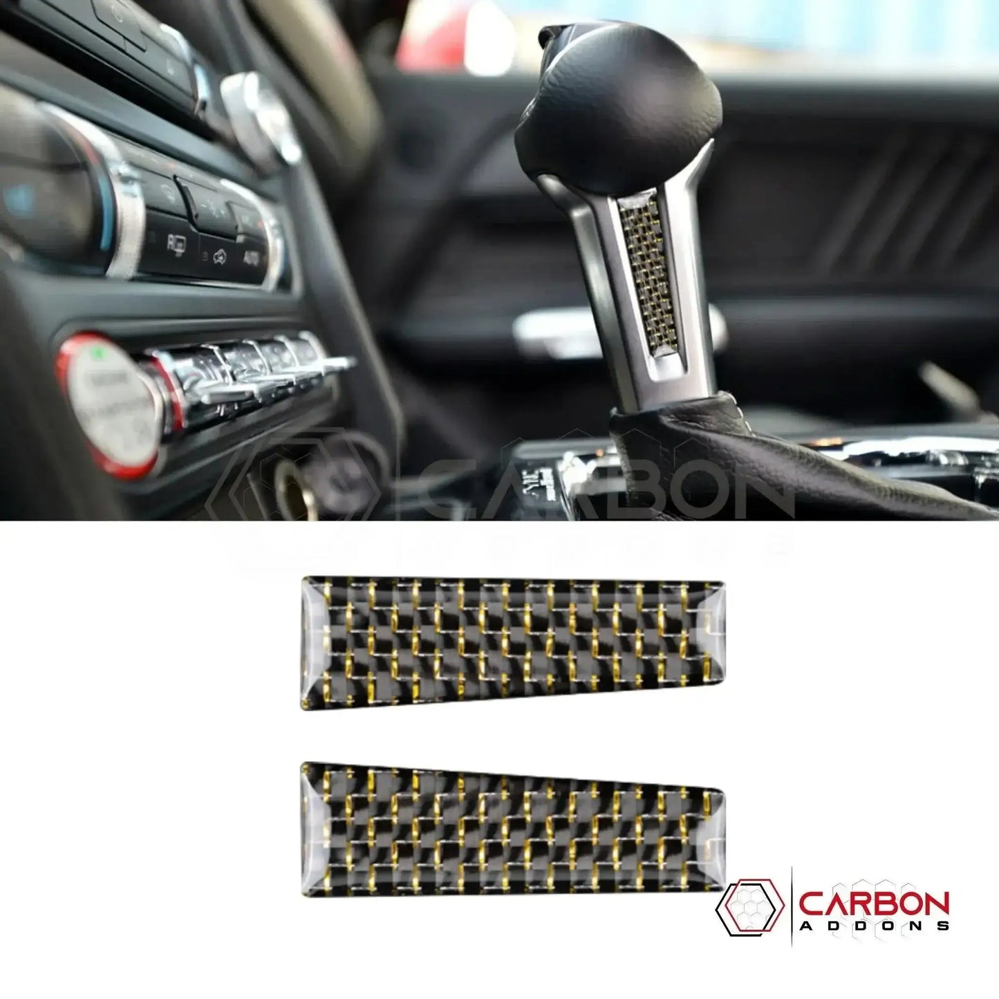 Carbon Fiber Shift Knob Side Trim Overlay for 2015–2023 Ford Mustang