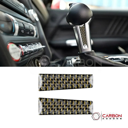 Carbon Fiber Shift Knob Side Trim Overlay for 2015–2023 Ford Mustang