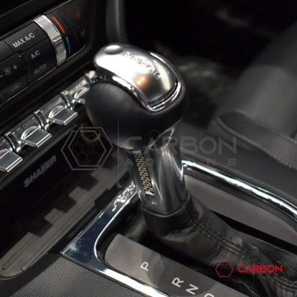 Carbon Fiber Shift Knob Side Trim Overlay for 2015–2023 Ford Mustang