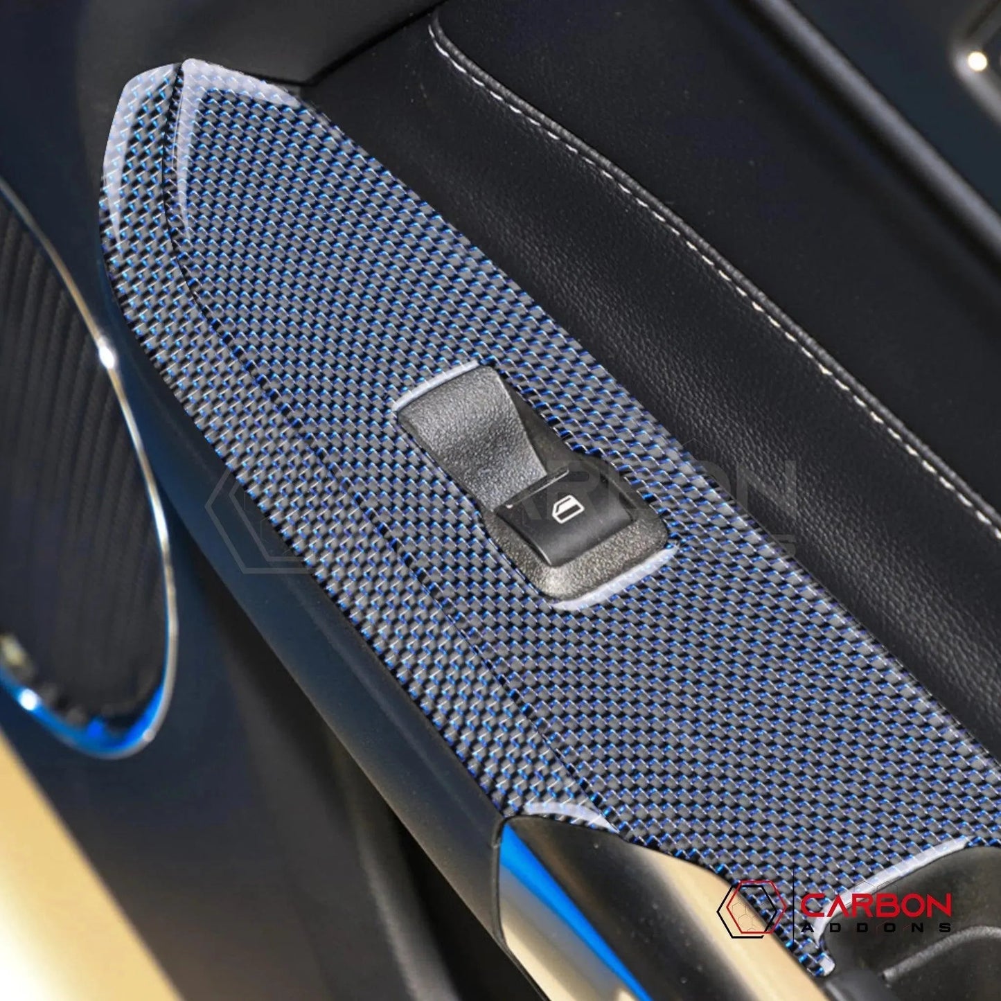 2015-2023 Mustang Reflective Carbon Fiber Window Switch Trim Overlay