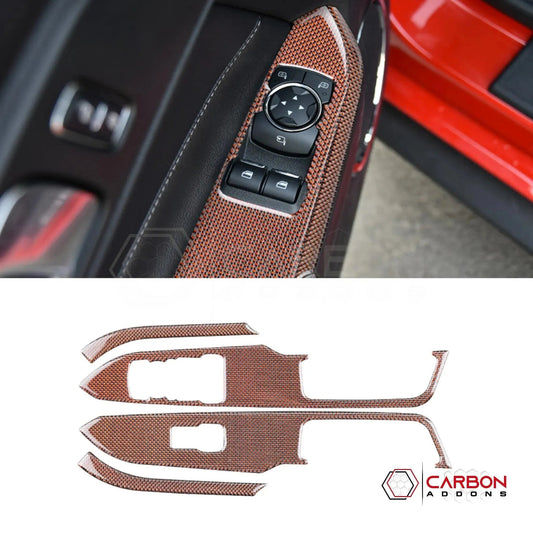 2015-2023 Mustang Reflective Carbon Fiber Window Switch Trim Overlay
