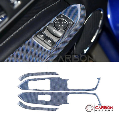 2015-2023 Mustang Reflective Carbon Fiber Window Switch Trim Overlay
