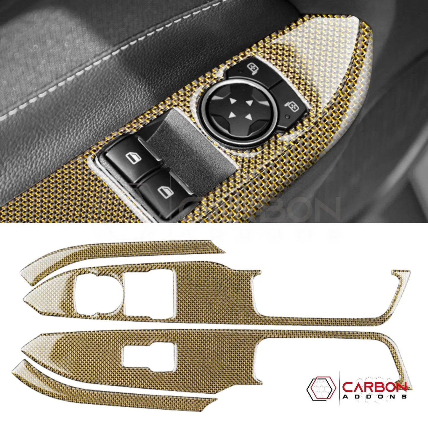 2015-2023 Mustang Reflective Carbon Fiber Window Switch Trim Overlay