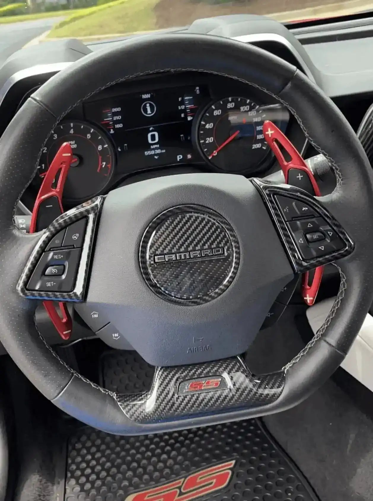 2016-2024 Camaro Carbon Fiber Lower Steering Wheel Emblem Trim Cover