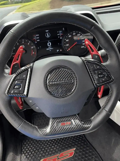 2016-2024 Camaro Carbon Fiber Lower Steering Wheel Emblem Trim Cover