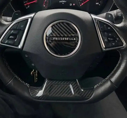 2016-2024 Camaro Carbon Fiber Lower Steering Wheel Emblem Trim Cover