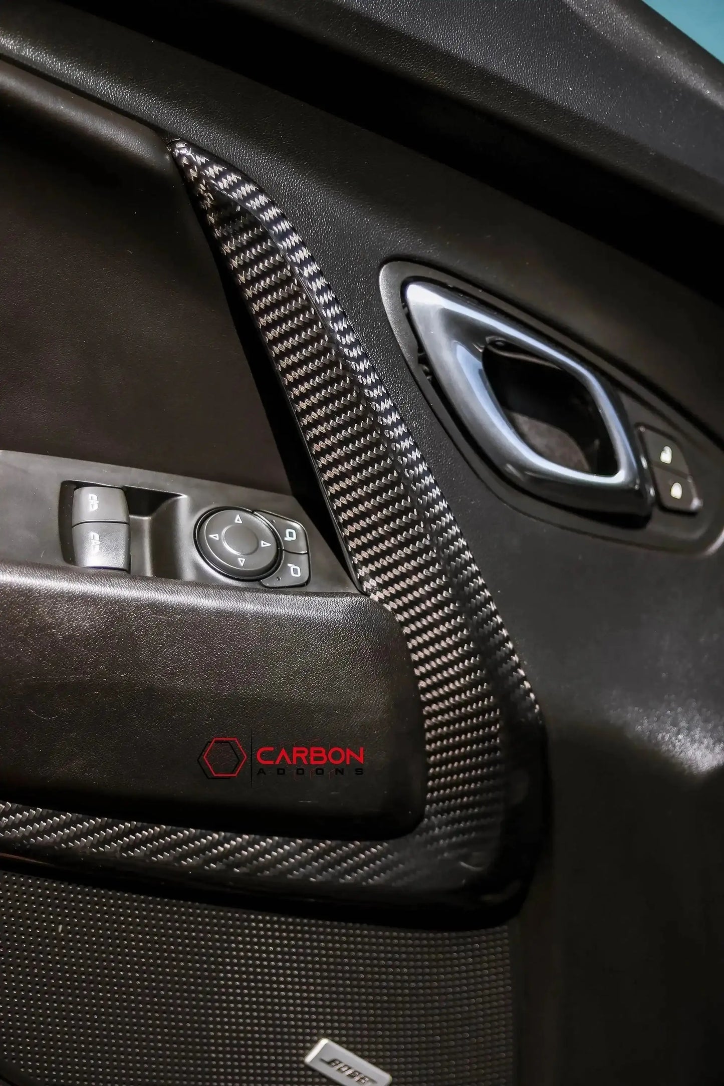 2016-2024 Camaro Real Carbon Fiber Interior Door Panel Chrome Trim Cover