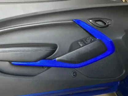 2016-2024 Camaro Real Carbon Fiber Interior Door Panel Chrome Trim Cover