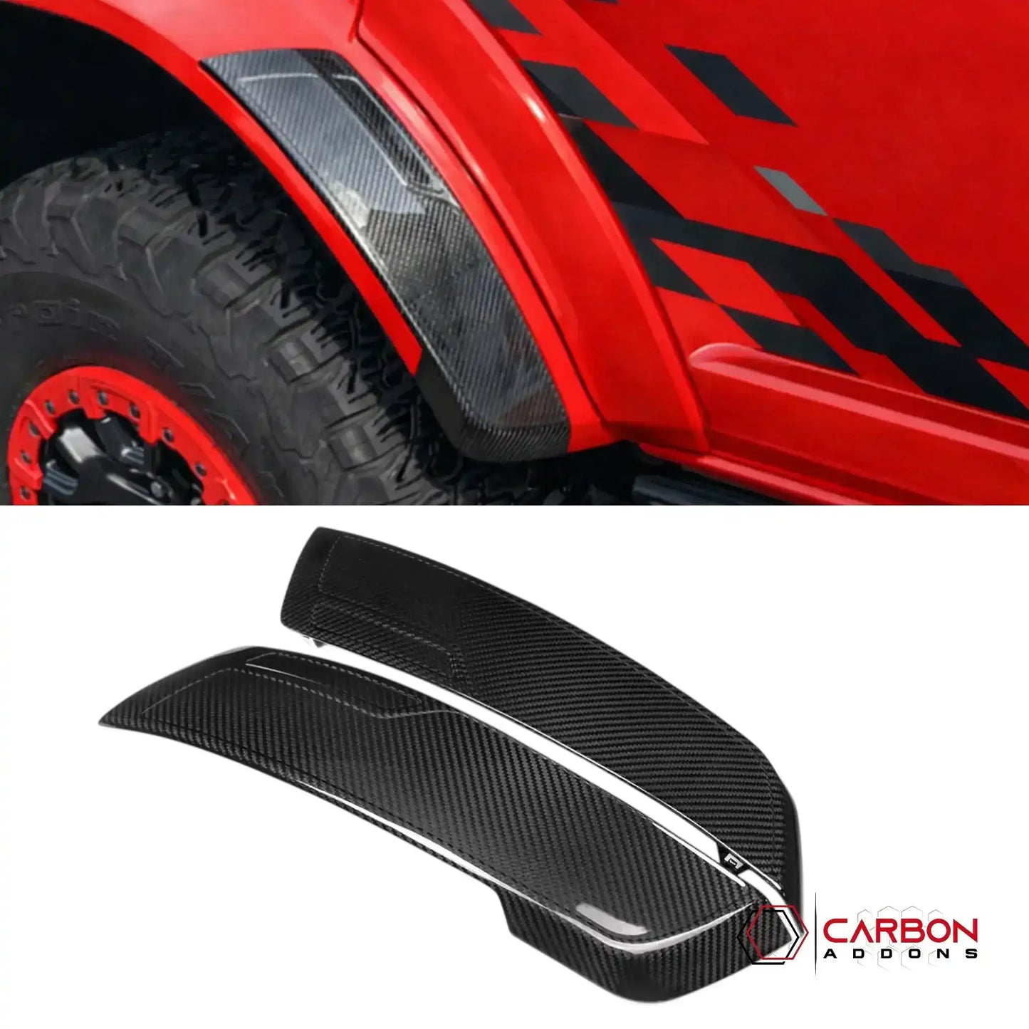 Real Carbon Fiber Rear Wheel Fender Flare Trim Insert For 2021–2024 Ford Bronco Raptor