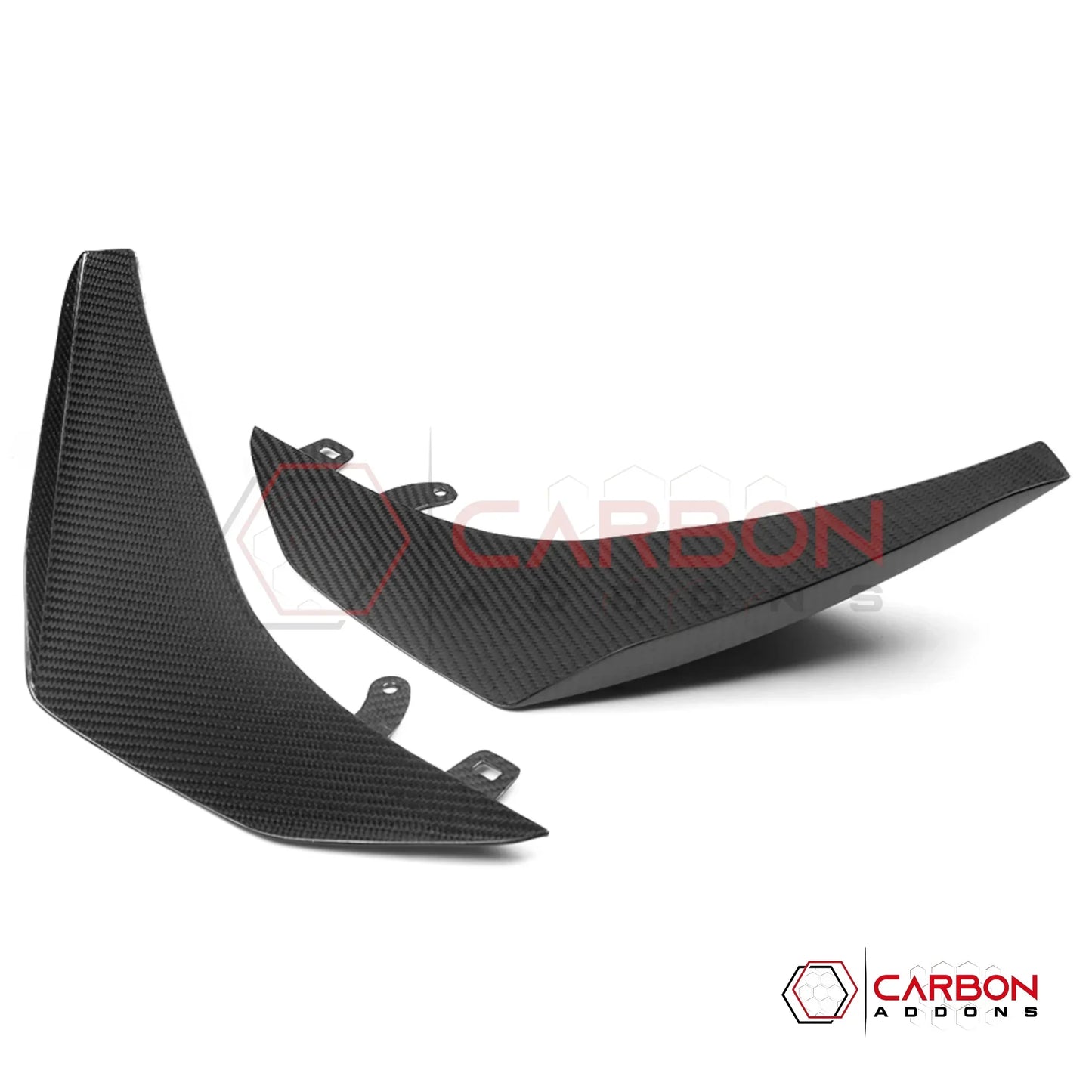 2023–2026 Corvette C8 Z06 & E-Ray Z07-Style Carbon Fiber Front Canards – Adhesive Mount (No Drilling Required)