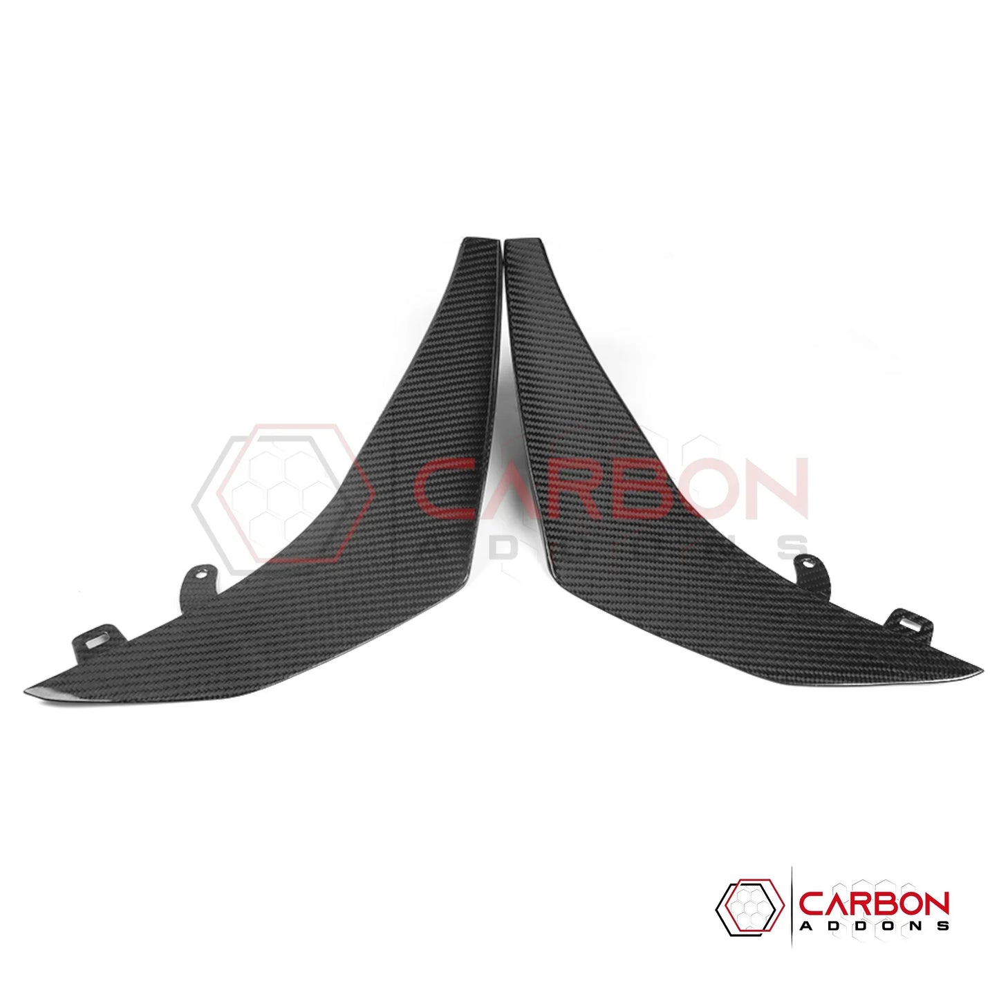 2023–2026 Corvette C8 Z06 & E-Ray Z07-Style Carbon Fiber Front Canards – Adhesive Mount (No Drilling Required)
